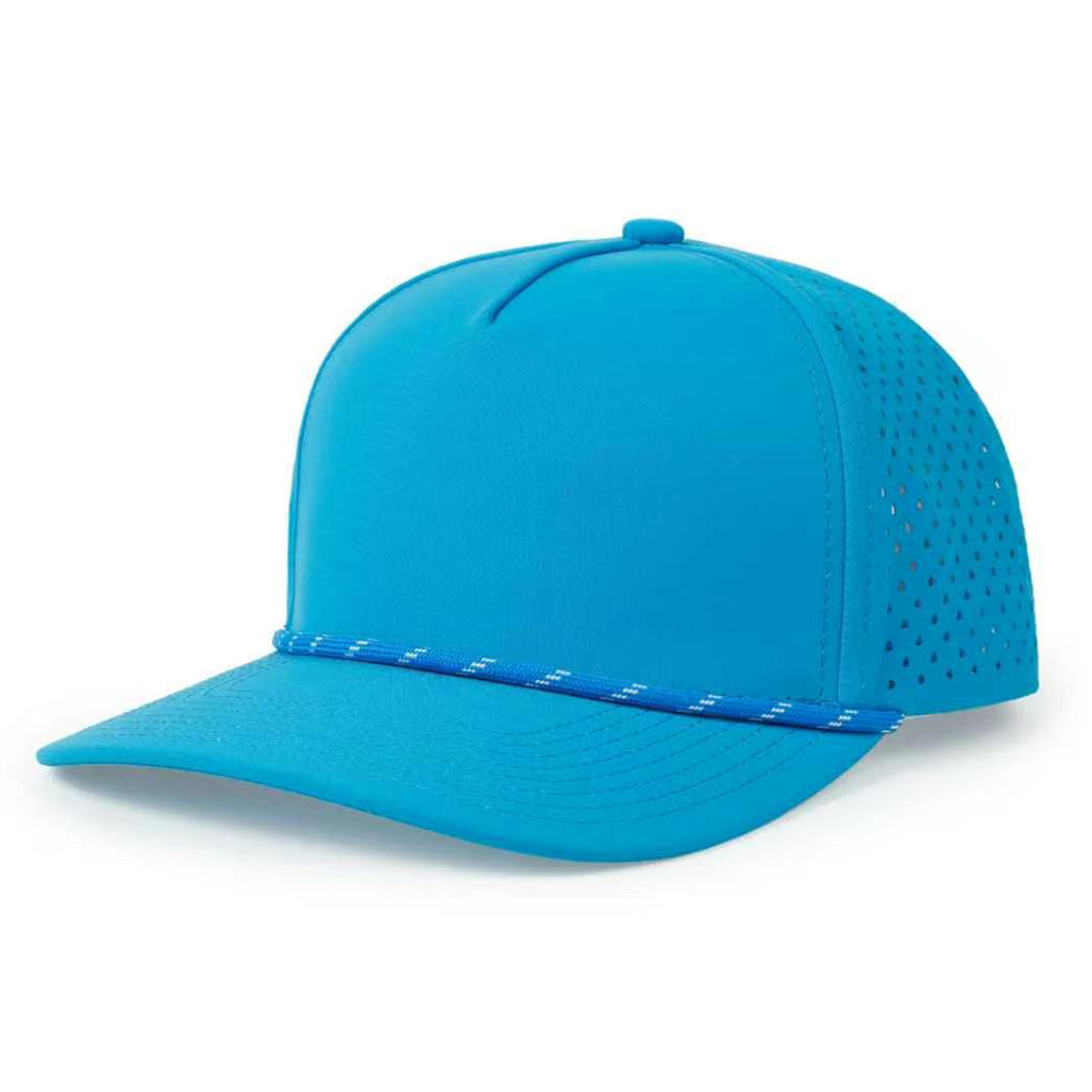 TOPTIE Perforatd Trucker Hat with Rope, 5 Panel Quick Dry Snapback Cap
