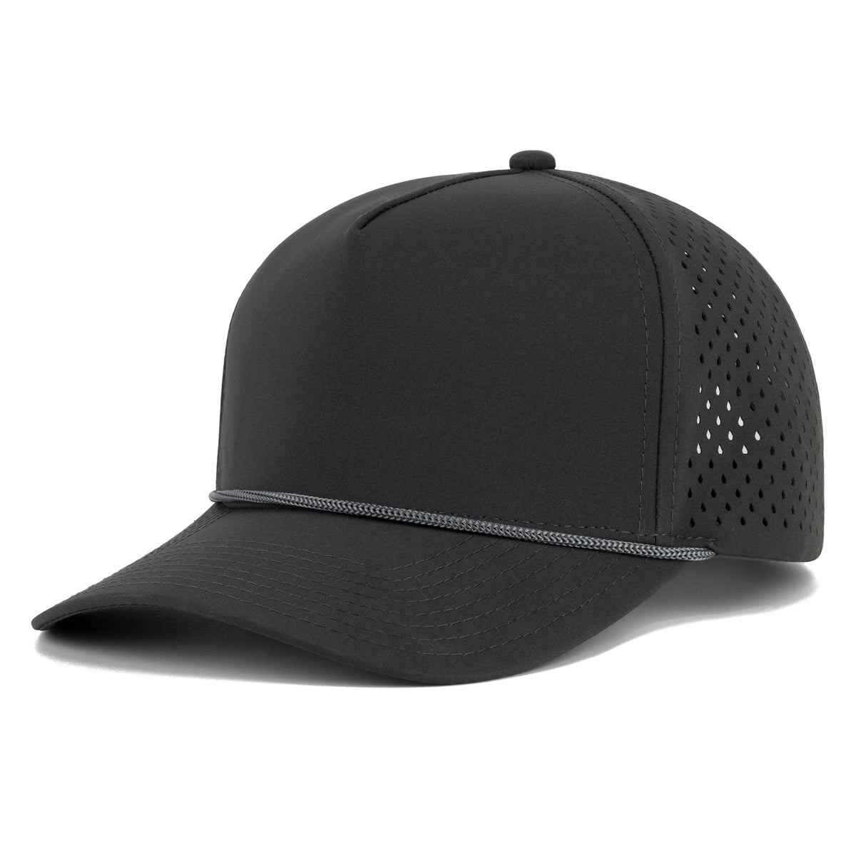 TOPTIE Perforatd Trucker Hat with Rope, 5 Panel Quick Dry Snapback Cap