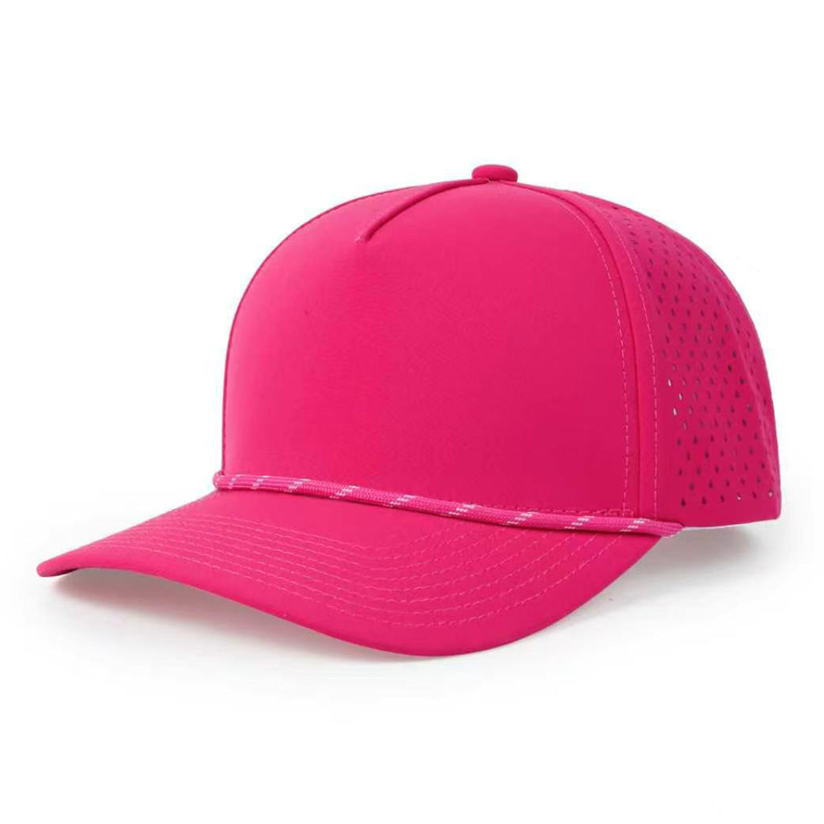 TOPTIE Perforatd Trucker Hat with Rope, 5 Panel Quick Dry Snapback Cap