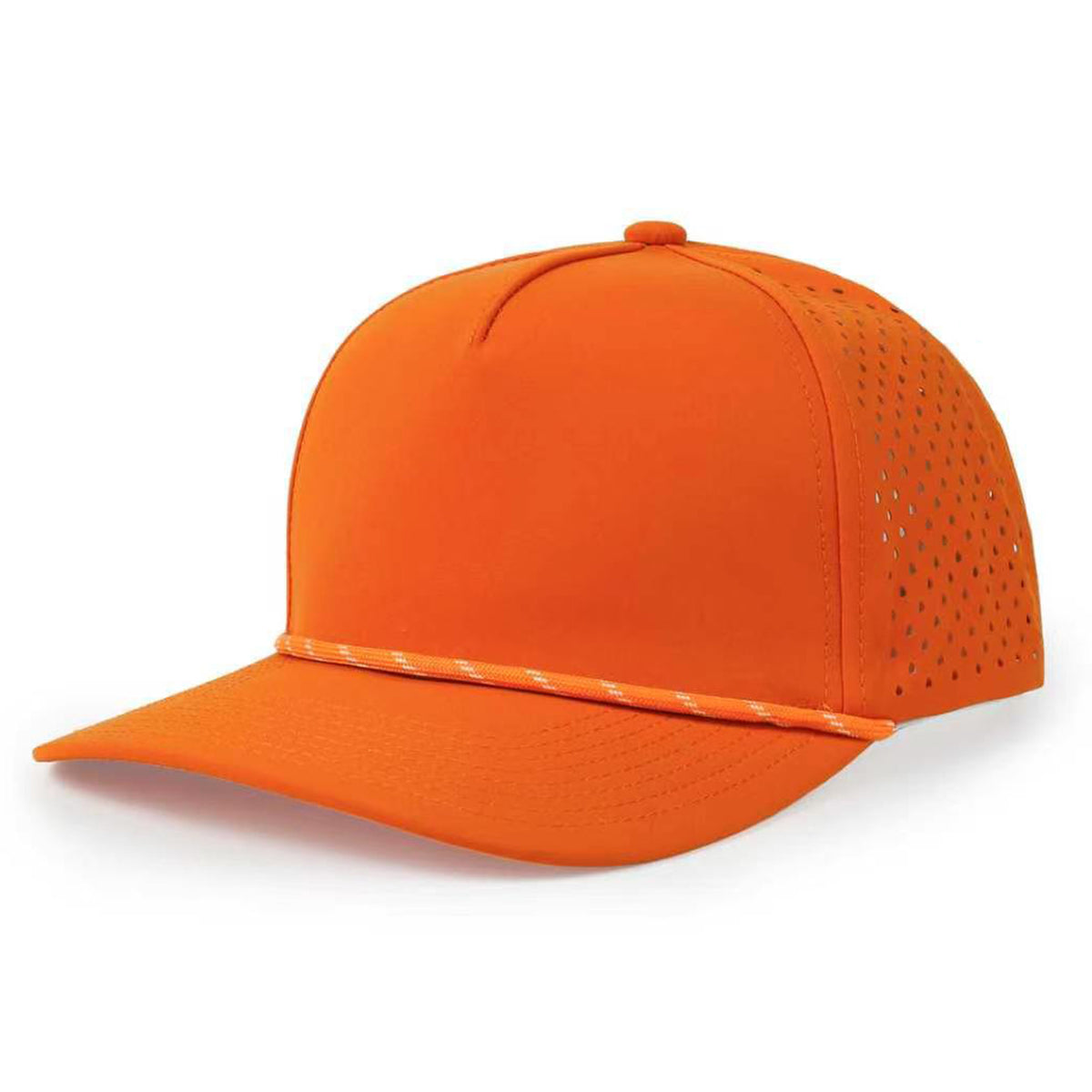TOPTIE Perforatd Trucker Hat with Rope, 5 Panel Quick Dry Snapback Cap