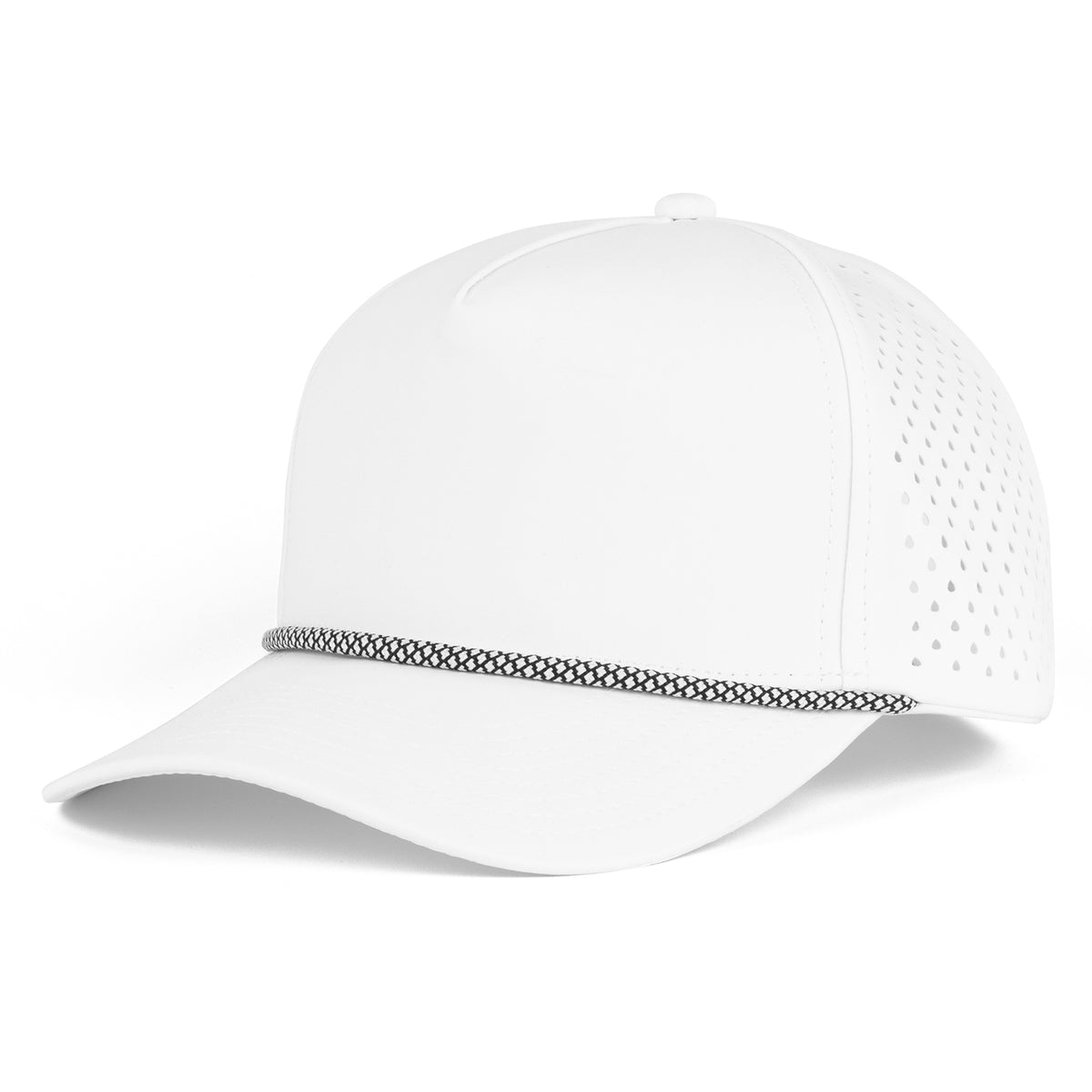 TOPTIE Perforatd Trucker Hat with Rope, 5 Panel Quick Dry Snapback Cap